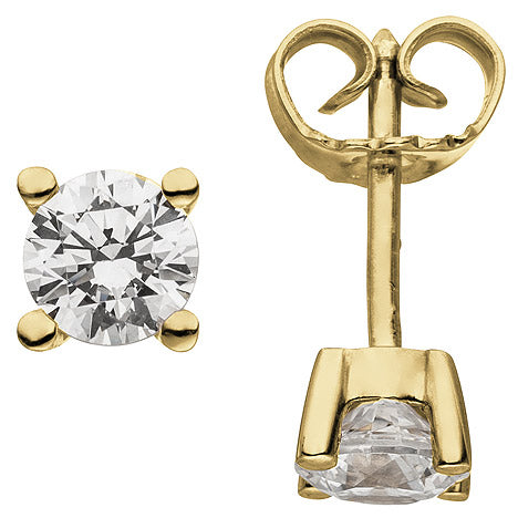 Ohrstecker 585 Gold Gelbgold 2 Diamanten Brillanten 1 00 ct. Ohrringe