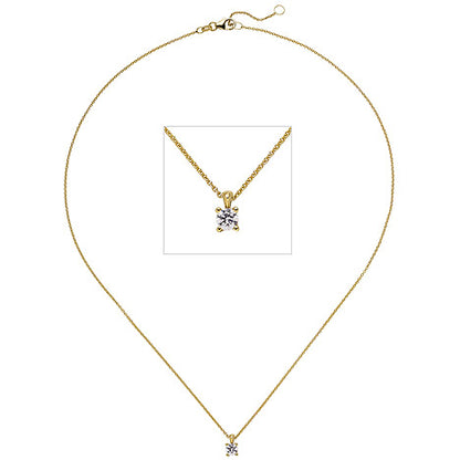 Collier Kette mit Anhänger 585 Gold Gelbgold 1 Diamant Brillant 0 15 ct. 45 cm