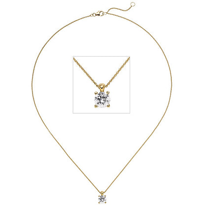 Collier Kette mit Anhänger 585 Gold Gelbgold 1 Diamant Brillant 1 0 ct. 45 cm