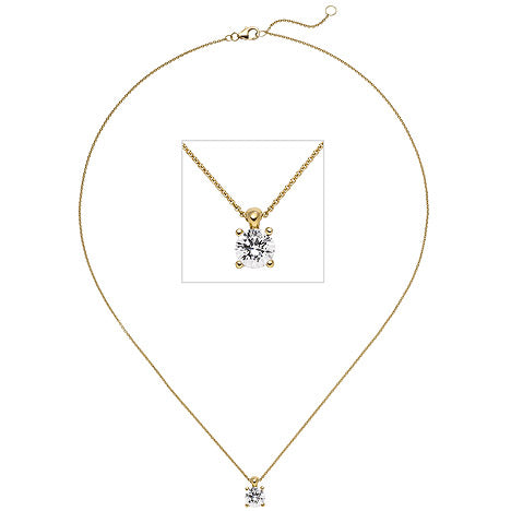 Collier Kette mit Anhänger 585 Gold Gelbgold 1 Diamant Brillant 1 0 ct. 45 cm