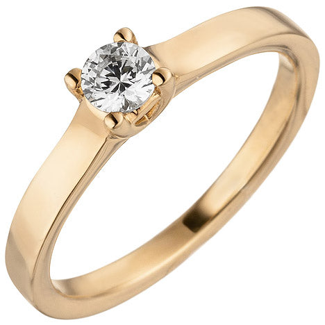Damen Ring 585 Gold Rotgold 1 Diamant Brillant 0 15 ct. Diamantring Solitär