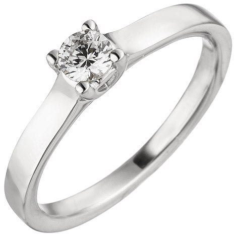 Damen Ring 585 Gold Weißgold 1 Diamant Brillant 0 25 ct. Diamantring Solitär