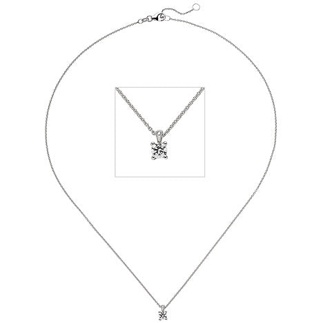 Collier Kette mit Anhänger 585 Gold Weißgold 1 Diamant Brillant 0 15 ct. 45 cm