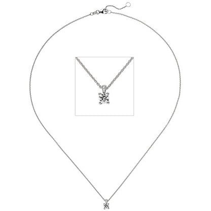 Collier Kette mit Anhänger 585 Gold Weißgold 1 Diamant Brillant 0 15 ct. 45 cm