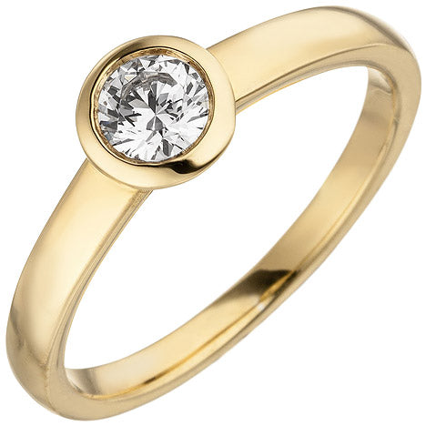 Damen Ring 585 Gold Gelbgold 1 Diamant Brillant 0 15 ct. Diamantring Solitär