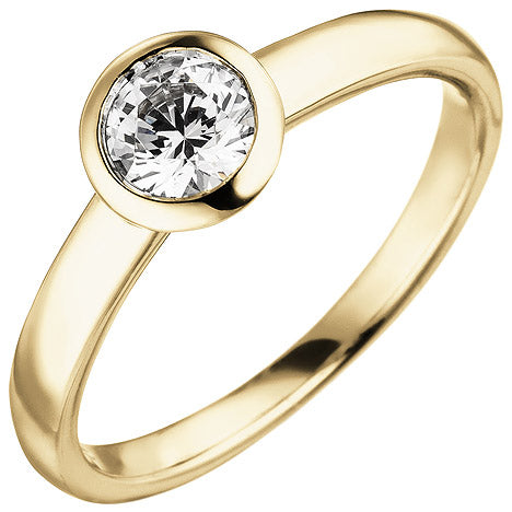 Damen Ring 585 Gold Gelbgold 1 Diamant Brillant 0 50 ct. Diamantring Solitär
