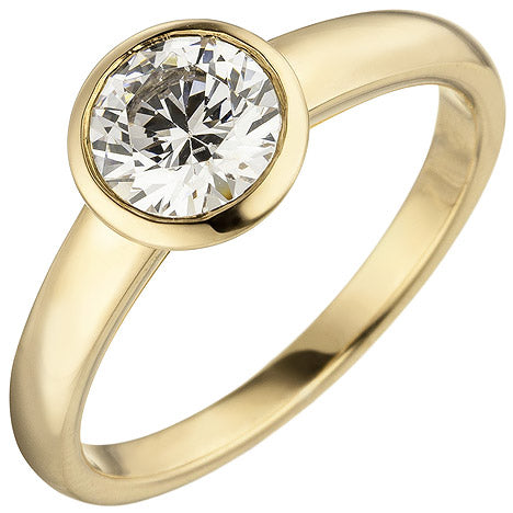 Damen Ring 585 Gold Gelbgold 1 Diamant Brillant 1 0 ct. Diamantring Solitär