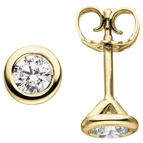 Ohrstecker rund 585 Gold Gelbgold 2 Diamanten Brillanten 0 74 ct. Ohrringe