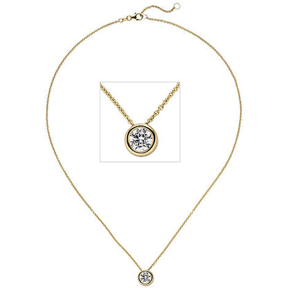 Collier Kette mit Anhänger 585 Gold Gelbgold 1 Diamant Brillant 1 0 ct. 45 cm