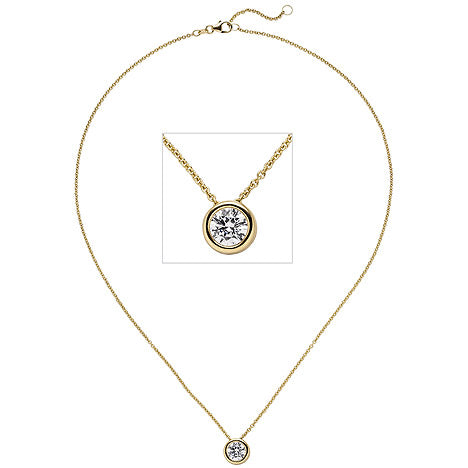 Collier Kette mit Anhänger 585 Gold Gelbgold 1 Diamant Brillant 1 0 ct. 45 cm