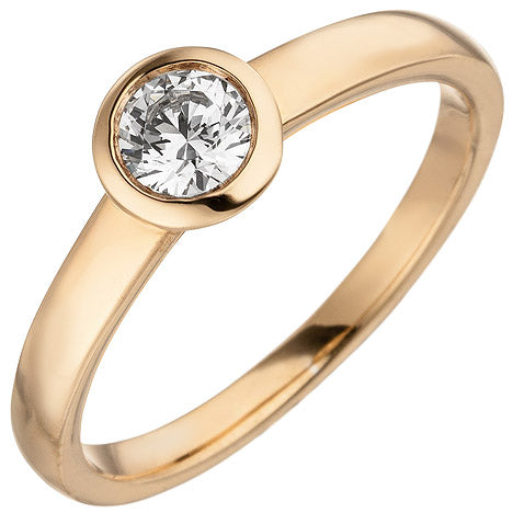 Damen Ring 585 Gold Rotgold 1 Diamant Brillant 0 25 ct. Diamantring Solitär