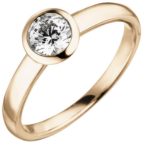 Damen Ring 585 Gold Rotgold 1 Diamant Brillant 0 50 ct. Diamantring Solitär