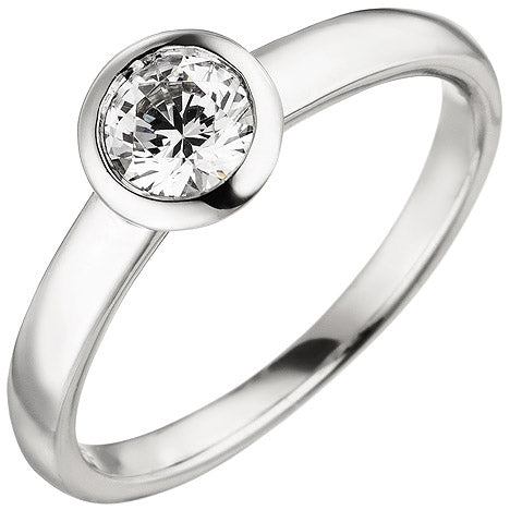 Damen Ring 585 Gold Weißgold 1 Diamant Brillant 0 50 ct. Diamantring Solitär