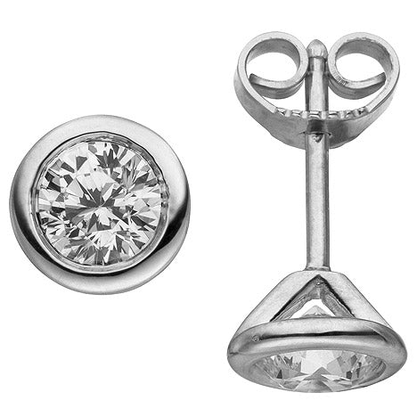 Ohrstecker rund 585 Gold Weißgold 2 Diamanten Brillanten 1 00 ct. Ohrringe