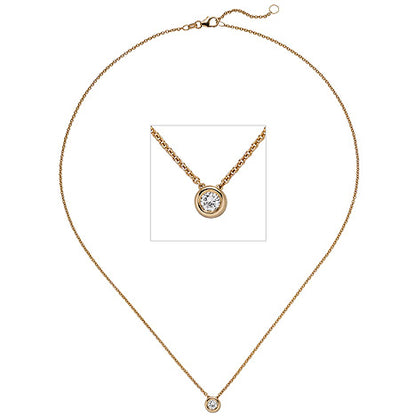 Collier Kette mit Anhänger 585 Gold Rotgold 1 Diamant Brillant 0 25 ct. 45 cm