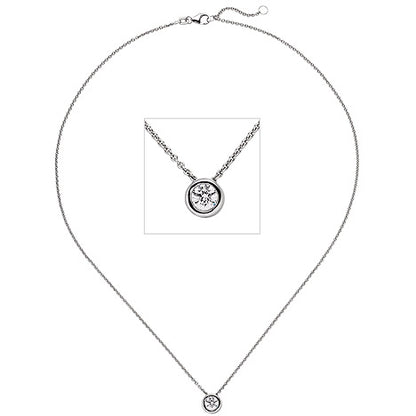 Collier Kette mit Anhänger 585 Gold Weißgold 1 Diamant Brillant 0 5 ct. 45 cm