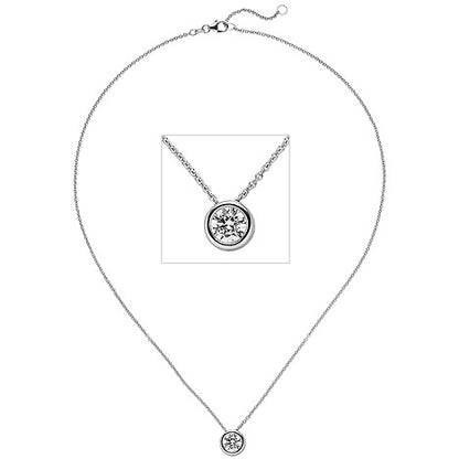 Collier Kette mit Anhänger 585 Gold Weißgold 1 Diamant Brillant 1 0 ct. 45 cm