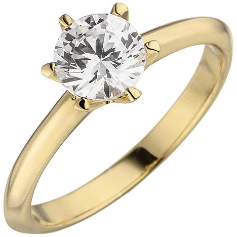 Damen Ring 585 Gold Gelbgold 1 Diamant Brillant 1 0 ct. Diamantring Solitär