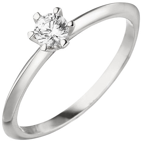 Damen Ring 585 Gold Weißgold 1 Diamant Brillant 0 15 ct. Diamantring Solitär