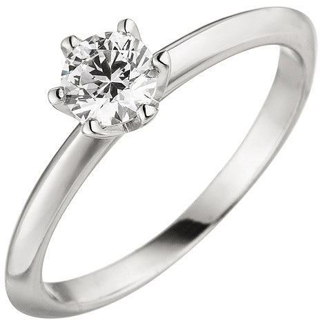 Damen Ring 585 Gold Weißgold 1 Diamant Brillant 0 50 ct. Diamantring Solitär