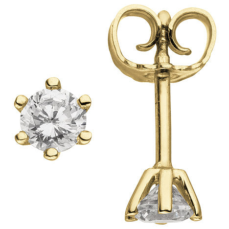 Ohrstecker 585 Gold Gelbgold 2 Diamanten Brillanten 0 50 ct. Ohrringe