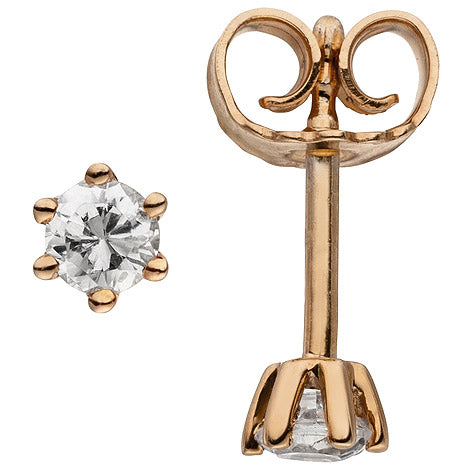 Ohrstecker 585 Gold Rotgold 2 Diamanten Brillanten 0 14 ct. Ohrringe