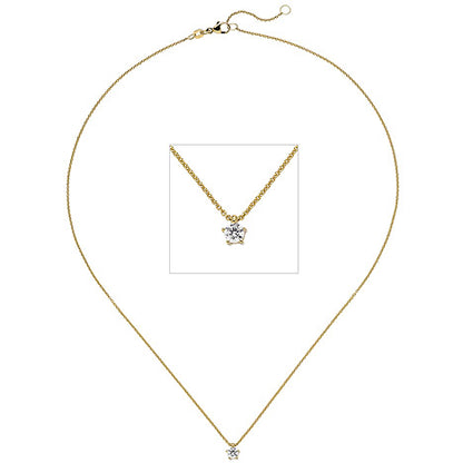 Collier Kette mit Anhänger 585 Gold Gelbgold 1 Diamant Brillant 0 15 ct. 45 cm