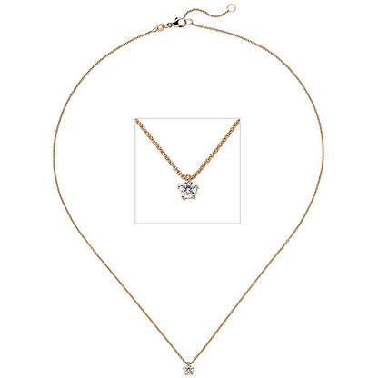 Collier Kette mit Anhänger 585 Gold Rotgold 1 Diamant Brillant 0 25 ct. 45 cm