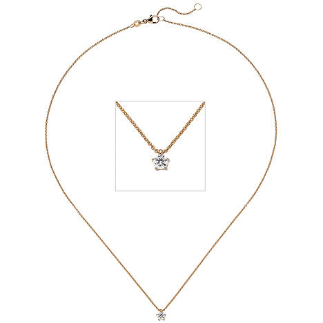 Collier Kette mit Anhänger 585 Gold Rotgold 1 Diamant Brillant 0 25 ct. 45 cm