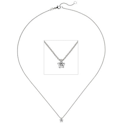 Collier Kette mit Anhänger 585 Gold Weißgold 1 Diamant Brillant 0 15 ct. 45 cm