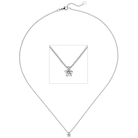 Collier Kette mit Anhänger 585 Gold Weißgold 1 Diamant Brillant 0 15 ct. 45 cm