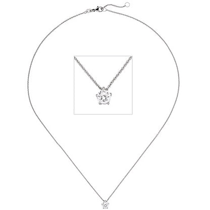Collier Kette mit Anhänger 585 Gold Weißgold 1 Diamant Brillant 0 50 ct. 45 cm
