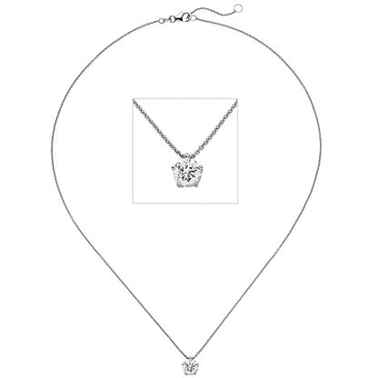 Collier Kette mit Anhänger 585 Gold Weißgold 1 Diamant Brillant 1 0 ct. 45 cm