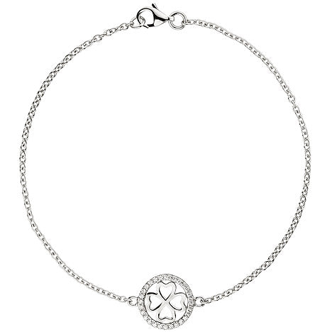 Armband Kleeblatt 925 Sterling Silber 28 Zirkonia 19 cm Glücksbringer