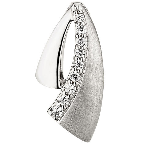 Anhänger 925 Sterling Silber teil matt 9 Zirkonia Silberanhänger