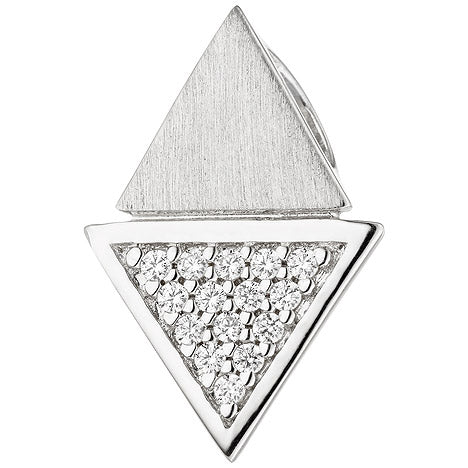 Anhänger dreieckig 925 Sterling Silber teil matt 15 Zirkonia Silberanhänger