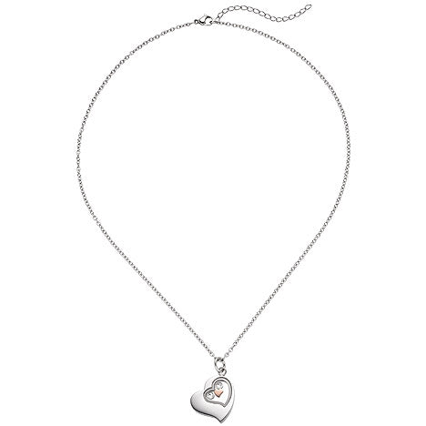 Collier Kette mit Anhänger Herz Edelstahl rotgold vergoldet 47 cm Halskette