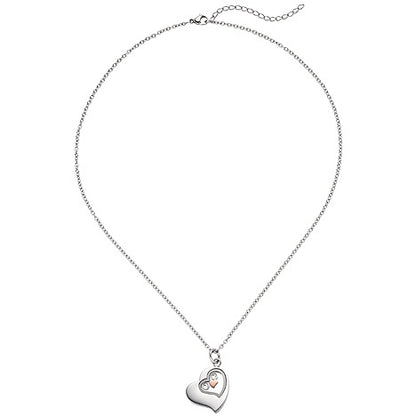 Collier Kette mit Anhänger Herz Edelstahl rotgold vergoldet 47 cm Halskette