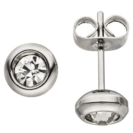 Ohrstecker Edelstahl 2 Zirkonia Ohrringe Edelstahlohrstecker