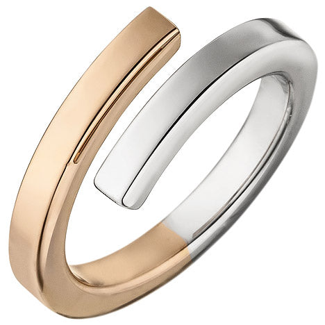 Damen Ring offen 925 Sterling Silber bicolor vergoldet Silberring