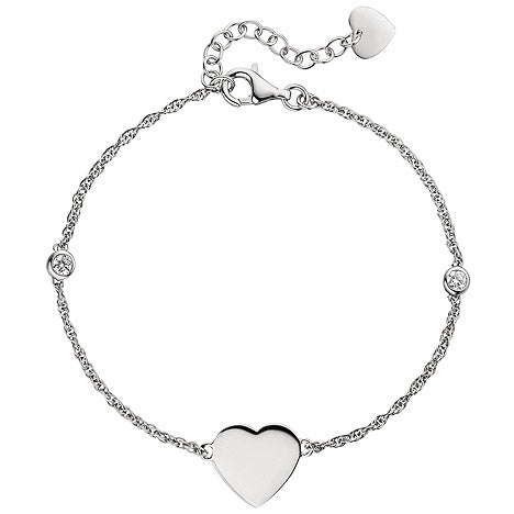 Armband Herz 925 Sterling Silber 2 Zirkonia 22 cm Silberarmband Herzarmband