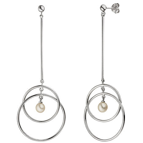 Ohrhänger 925 Sterling Silber 2 Süßwasser Perlen Ohrringe lang