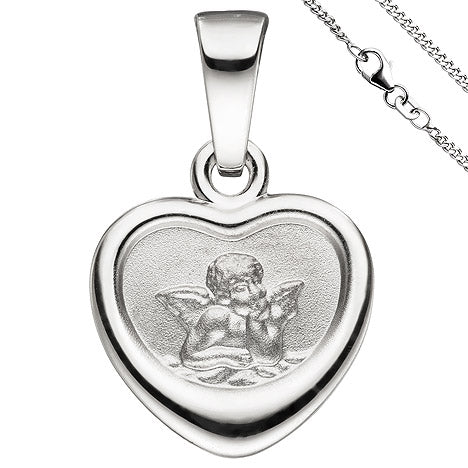 Anhänger Kleines Herz Herzchen Schutzengel 925 Sterling Silber mit Kette 42 cm