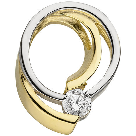 Anhänger 333 Gold Gelbgold bicolor 1 Zirkonia Goldanhänger