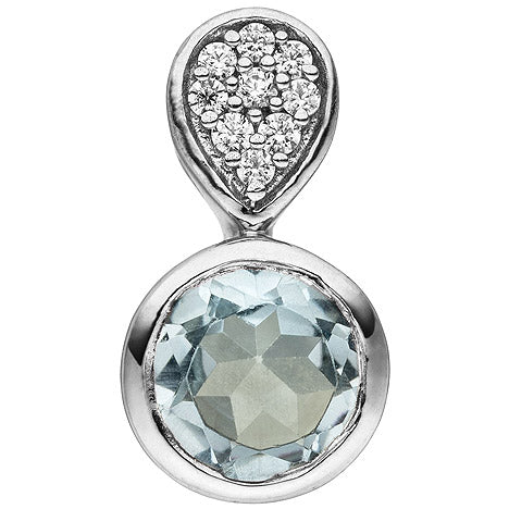 Anhänger 925 Silber 1 Blautopas hellblau blau 9 Zirkonia