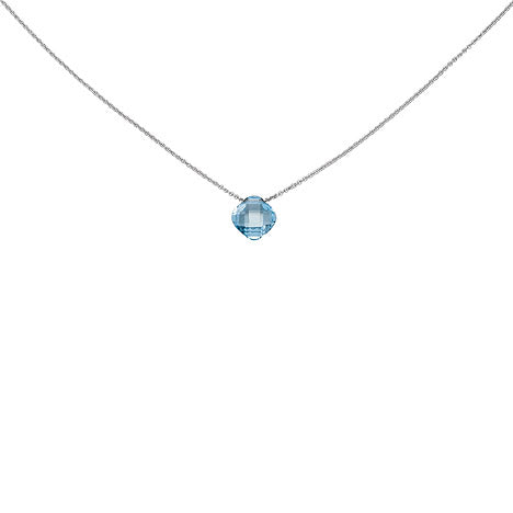 Collier 750 Gold Weißgold 1 Blautopas hellblau blau 45 cm Goldkette