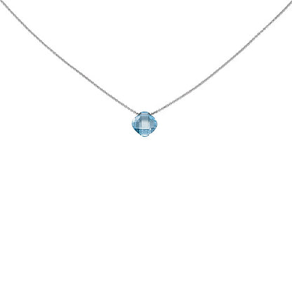 Collier 750 Gold Weißgold 1 Blautopas hellblau blau 45 cm Goldkette