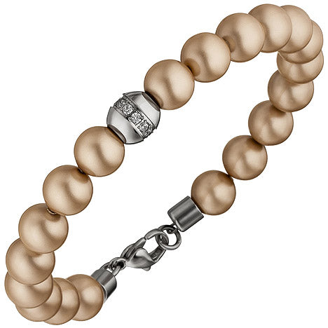 Armband SWAROVSKI® ELEMENTS mit Edelstahl Kugel und Zirkonia 19 cm