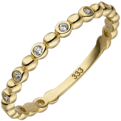 Damen Ring Kugel 333 Gold Gelbgold 11 Zirkonia Goldring Kugelring