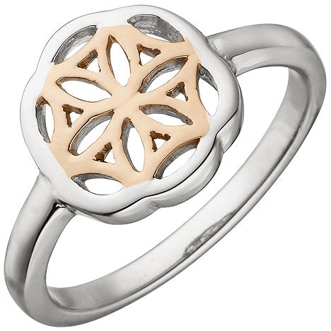 Damen Ring 925 Sterling Silber bicolor vergoldet